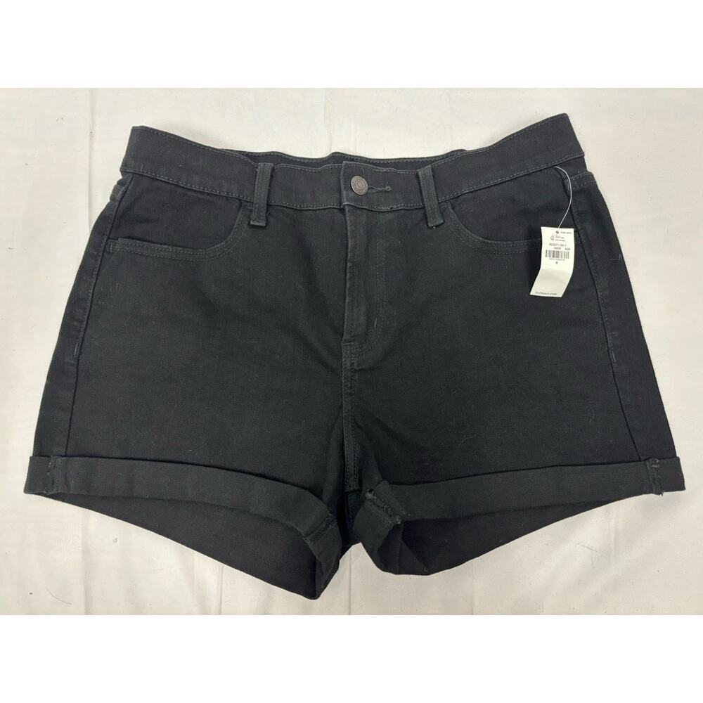 NWT Old Navy Women 6 Cuffed Stretch Black Denim Mid Rise Jean Shorts 2.5” Inseam